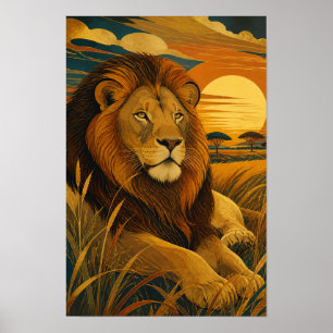 Sunward IV — Lion at Sunset Poster