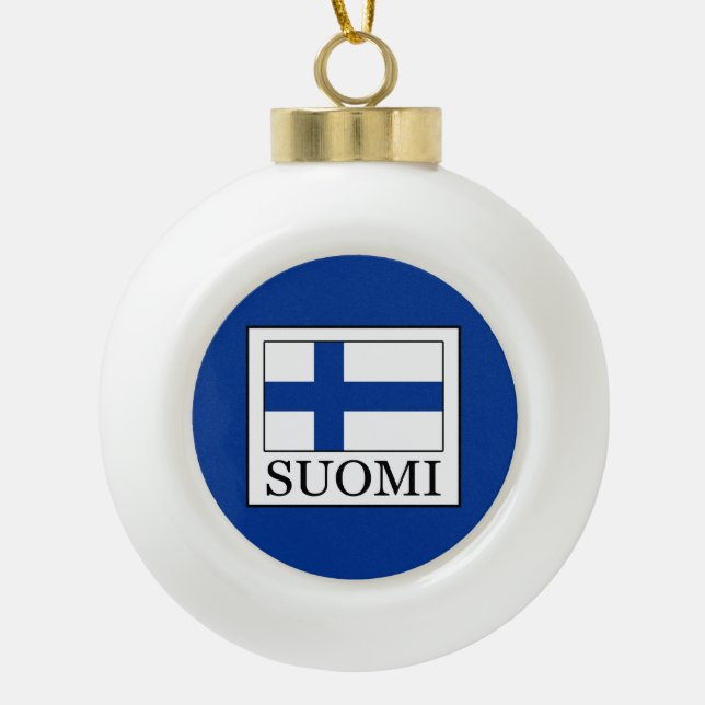 Suomi Ceramic Ball Christmas Ornament (Front)