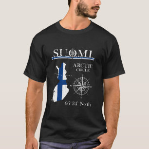 Suomi Finland Arctic Circle Adventure Finnish Flag T-Shirt