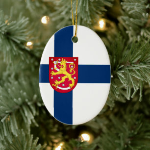Suomi Flag Ceramic Tree Decoration