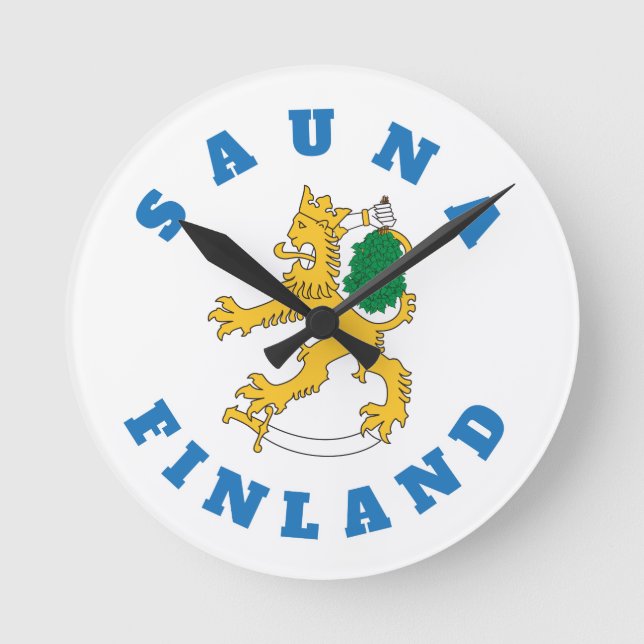 Suomileijona - Sauna Finland - seinäkello Round Clock (Front)