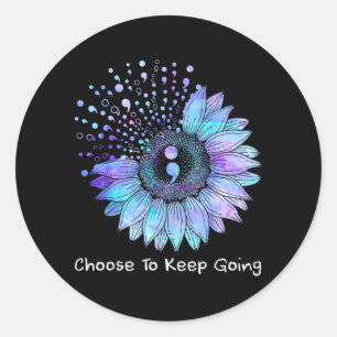 Suower Teal Purple Ribbon Prevention Awareness Classic Round Sticker