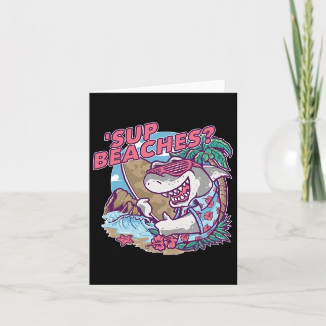 Sup Beaches Funny Shark Summer Beach Lover Meme Va Card (Front)