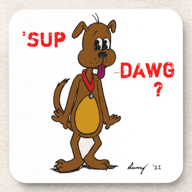 'SUP DAWG? Doggy Cork Coaster (Front)