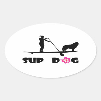 SUP Dog Oval Sticker