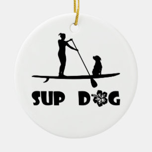 SUP Dog Sitting Ceramic Tree Decoration