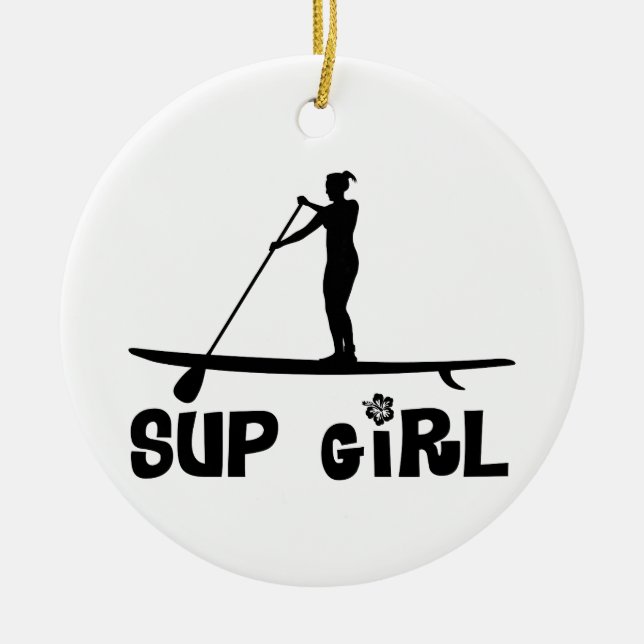 SUP Girl Ceramic Tree Decoration (Front)