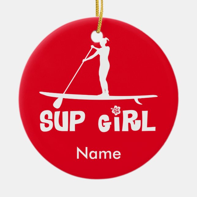 SUP Girl Ceramic Tree Decoration (Front)