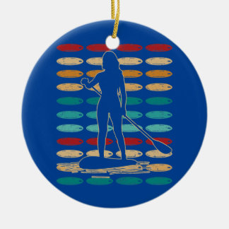 SUP Girl Water Sport Stand Up Paddle Board  Ceramic Tree Decoration