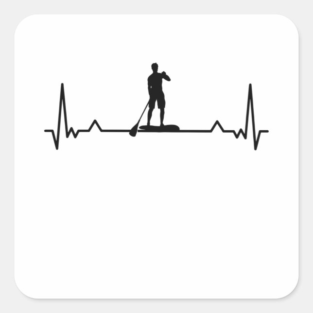 SUP Heartbeat Paddle Boarding Gift Square Sticker (Front)