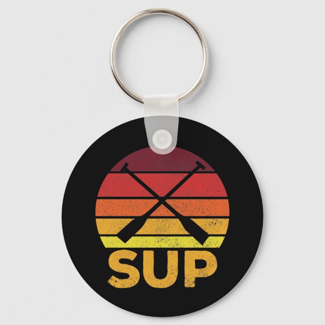 SUP Retro Stand Up Paddling Sunset  Key Ring (Front)
