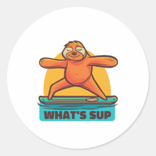 SUP SLOTH CLASSIC ROUND STICKER