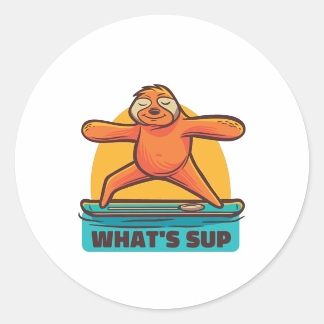 SUP SLOTH Stand up Paddle Classic Round Sticker (Front)