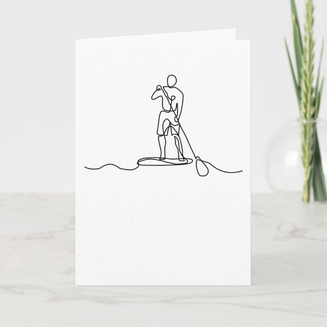 SUP Stand Up Paddel One Line Art Card (Front)
