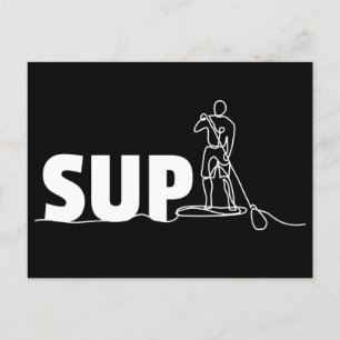 SUP Stand Up Paddel One Line Art Postcard