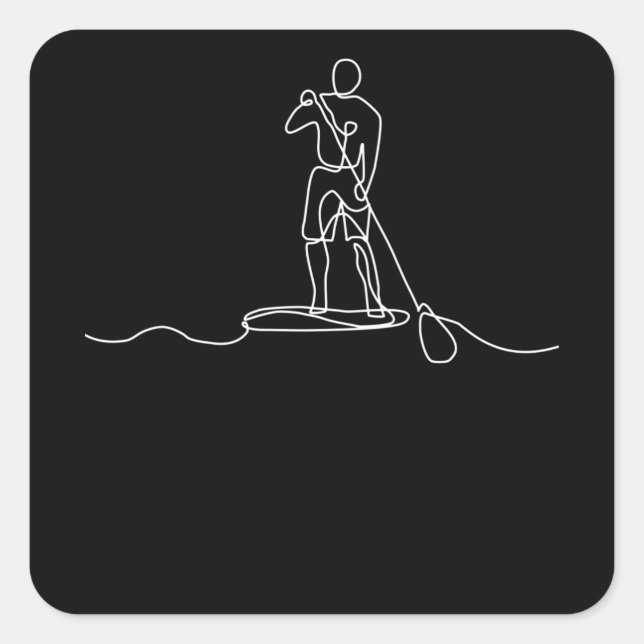 SUP Stand Up Paddel One Line Art Square Sticker (Front)