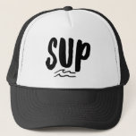 SUP Stand Up Paddle Board Wave Black  Trucker Hat<br><div class="desc">Trucker printed with "SUP" black and white wave design for anyone who loves to stand up paddle board.</div>