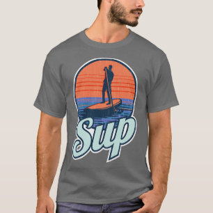 SUP Stand Up Paddle Boarding Summer Sunset Design T-Shirt