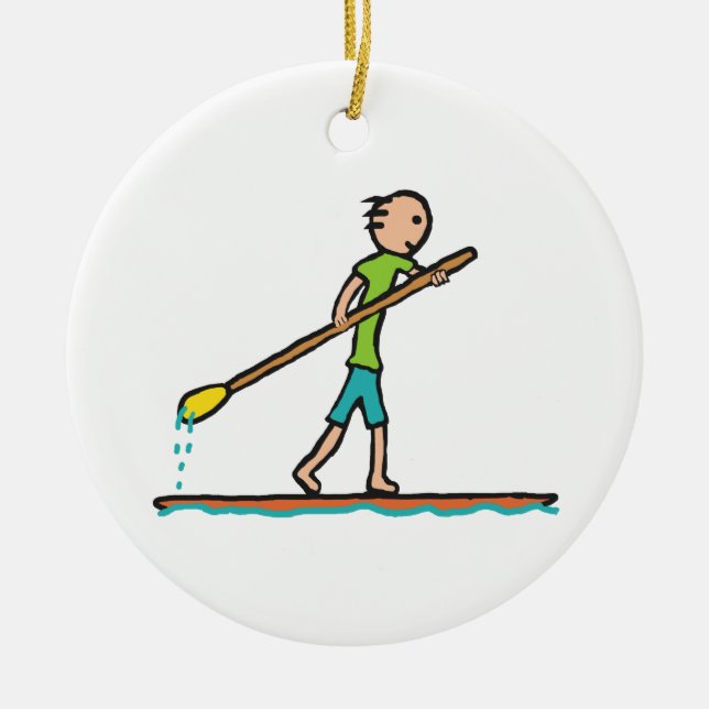 SUP Stand Up Paddleboard Ceramic Tree Decoration (Front)