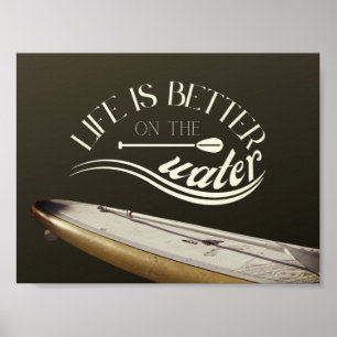 SUP stand up paddling sepia retro Poster