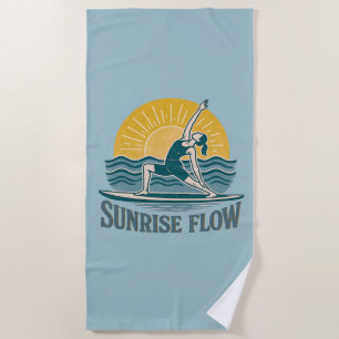 SUP Sunrise Flow Paddleboard Yoga   Blue Graphic Beach Towel