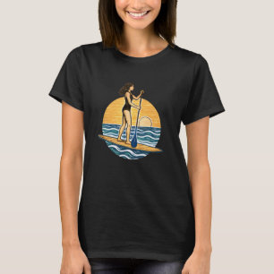 SUP Sunset Paddle Paddleboard Beach Graphic T-Shirt