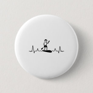 Sup Surfing Stand-up Paddle Surf Heartbeat Supboar 6 Cm Round Badge