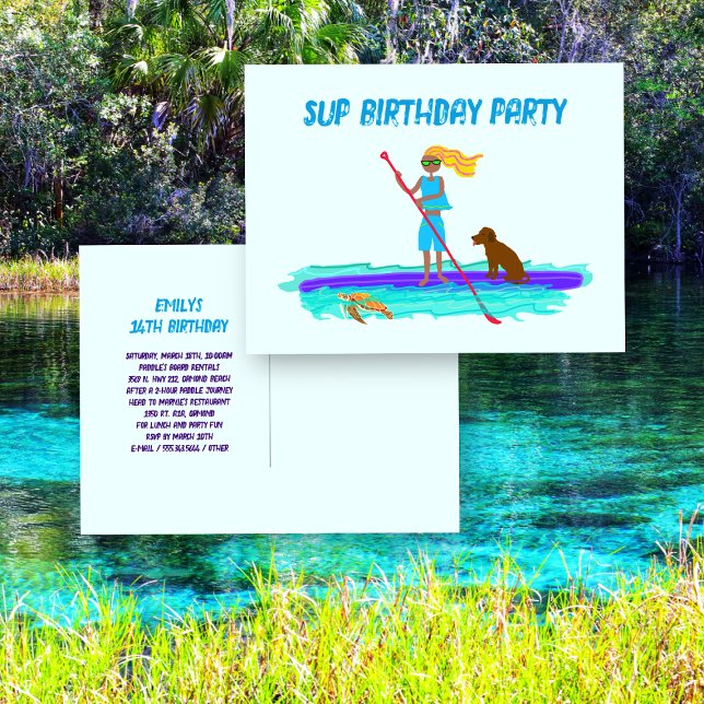 SUP Teen Girl Birthday Party Invitation Postcard (Creator Uploaded)