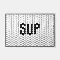 Sup Trendy Faux Tile Black and White Door Mat