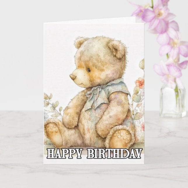 Super Adorable Little Teddy Bear Card (Orchid)