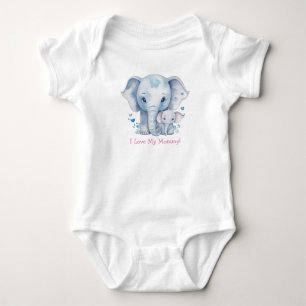 Super Adorable Mummy and Baby Elephants Bodysuit