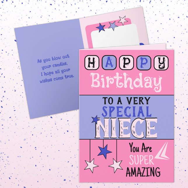 Super amazing niece pink and purple birthday card (Creator Uploaded)