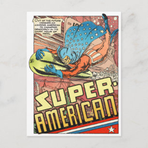 SUPER AMERICAN 1940's PULP COMICS HERO Postcard