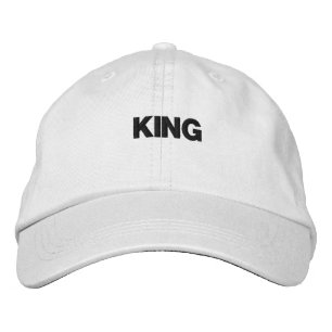 Super and Fantastic King Text White Embroidered Hat