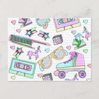 Super Awesome Eighties Colouring Style Postcard