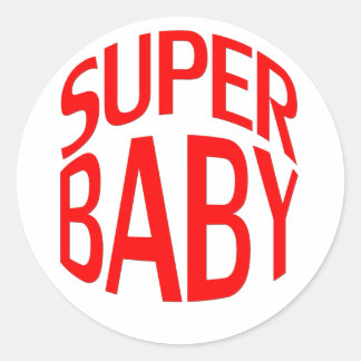 super baby red classic round sticker