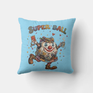 Super Ball Clown Funny Soccer Ball Character Cushion