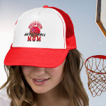 Super Basketball Mum Sporty Mother Trucker Hat<br><div class="desc">Super Basketball Mum Sporty Mother Trucker Hat. The design has modern red typography with a basketball. Hat for a mum basketball player. Great gift for an active sporty mum who loves basketball.</div>