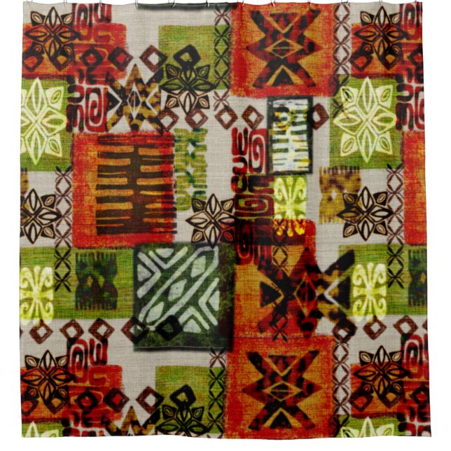 Super beach tropical vintage look shower curtain (Front)