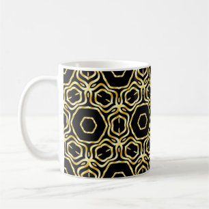 Super Beautiful seamless black and gold flower orn Coffee Mug