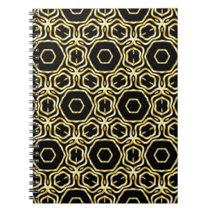 Super Beautiful seamless black and gold flower orn Notebook