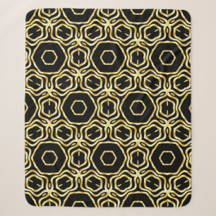 Super Beautiful seamless black and gold flower orn Sherpa Blanket