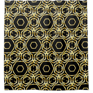 Super Beautiful seamless black and gold flower orn Shower Curtain