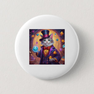Super Beautiful Wizard Cat With Bright Blue Eyes S 6 Cm Round Badge