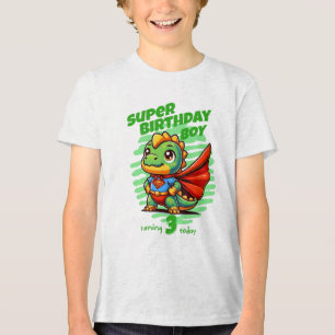 Super Birthday Boy Dino T-Shirt (Editable Age) Tri Tri-Blend Shirt