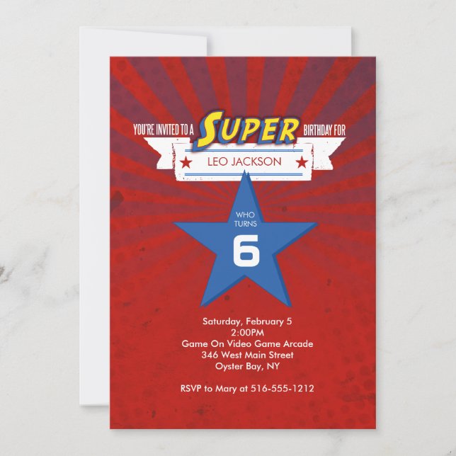 SUPER Birthday Invitation (Front)