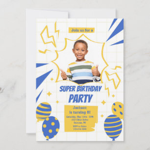Super Birthday Party Photo  Invitation