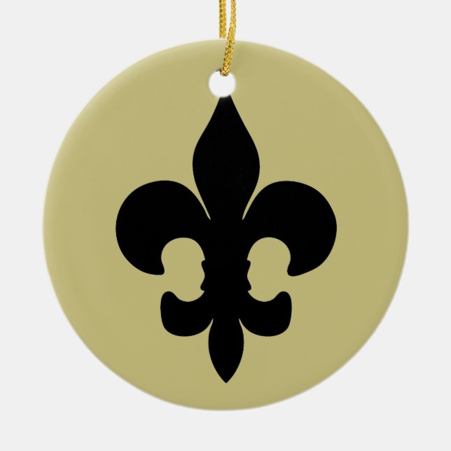 Super Black Fleur de lis Ceramic Tree Decoration (Front)