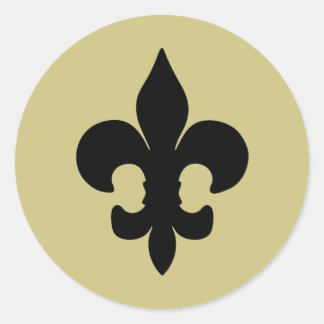 Super Black Fleur de lis Classic Round Sticker