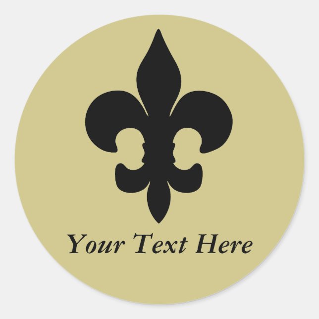 Super Black Fleur de lis Classic Round Sticker (Front)